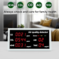 Miniatyrbilde 5 av 5: i 1 Multifunksjonell detektor LED-skjerm CO CO2 HCHO TVOC AQI Overvåking Hjemmekontor Høy nøyaktighet Rask deteksjon Air Q