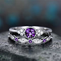 Miniatyrbilde 4 av 4: 2 stk/sett kvinner Cubic Zirconia Innlagt stablebar fingerring bryllupssmykker gave Blue US 6