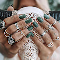 Miniatyrbild 3 av 5: 10st Kvinnor Totem Fjäder Finger Midi Knuckle Rings Set Bohemian Smycken Present