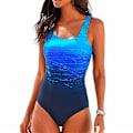 Miniatyrbild 1 av 4: dam Gradient Baddräkt Push Up Vadderad Monokini One Piece Badkläder Blue M