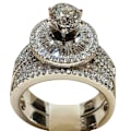 Miniatyrbillede 5 af 5: 2 stk/sæt Mode Kvinder Cubic Zirconia Statement Engagement Finger Ring smykker US 7