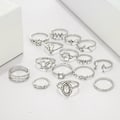 Miniatyrbillede 2 af 4: 15 stk/sæt Kvinder Bohemian Kunstig Gemstone Rhinestone Finger Ring smykker gave