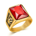 Miniatyrbilde 1 av 5: Vintage Menn Faux Gemstone Tungsten Maple Craved Finger Band Ring smykker gave Golden Red US8