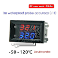 Miniatyrbilde 1 av 5: Dc4-28v Høypresisjon LED-temperaturmålerdetektorsensor Dual-display digitalt biltermometer Ntc metall vanntett sonde