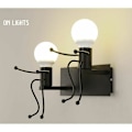 Miniatyrbilde 1 av 4: Interieur Vegglampe Smijern Retro Industristil Robot Designer Personlighet Korridor Kreativ Bar Svart