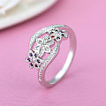 Miniatyrbilde 3 av 5: Ring Sølvbelagte Blomster Design Cubic Zirconia Innlagt skinnende mote Kvinner Ring For Bryllup Silver US 9