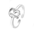 Miniatyrbillede 3 af 4: Mode Simple 26 Letter Rhinestone indlagt åbning Finger Ring Lady smykker gave Silver A