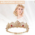 Miniatyrbillede 2 af 5: Bar Performance Crown Ball-dronning Tiara Forslag Matchende smykker Kæreste gave Golden Red