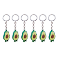 Miniatyrbillede 1 af 2: 6 stk Simulering Avocado Nøglering Frugtformet Nøglering Pung Taske Vedhæng Gaver Tilbehør
