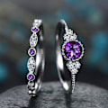 Miniatyrbilde 2 av 4: 2 stk/sett kvinner Cubic Zirconia Innlagt stablebar fingerring bryllupssmykker gave Green US 9