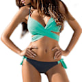 Pikkukuva 2 / 3: Naisten riimukaula Push Up set Bikinisetti Rantauimapuvut Lake Blue-A M