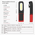 Miniatyrbillede 2 af 5: Genopladeligt Led arbejdslys, 2 i 1 inspektionslys med 360 graders rotation og 3w Cob led lommelygte med magnetisk base og krog til bilværksteder