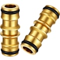 Miniatyrbillede 1 af 5: 2-pak messing haveslangeforbindelse til haveslangehane (dobbelt hanstik af messing),