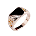 Miniatyrbillede 1 af 5: Modesmykker Klassisk Guldfarve Rhinestone Vielsesring Sort Emaljeringe Til Mænd Kvinder Julefestgaver Rose Gold