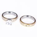 Miniatyrbillede 2 af 3: 2 stk Mænd Kvinder Creative Cz Indlagte Bryllupsringe Lover&#39;s Ring Set Brudesmykker US 6