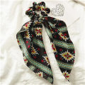 Miniatyrbilde 1 av 4: Mote Floral Enkelttrykt Scrunchie Elastisk Hårbånd For Kvinner Hår Skjerf Sløyfer Gummitau MULTI