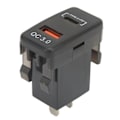 Miniatyrbillede 3 af 8: Vippekontakt Dobbelt USB Biloplader med Hurtig Opladning & Blå Voltmeter - Universal til RV'er