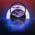 Miniatyrbilde 2 av 5: Quicksand Art 3D Rund Glass Quicksand Landskap, kontor hjemmeinnredning, svart lilla, 7 tommer
