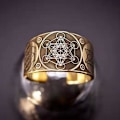 Pikkukuva 4 / 4: Vintage kuusisakarainen tähti Salomon Sormus Warrior Arkkienkeli Metatron Amulet Totem säädettävä sormus amuletti korut