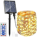 Miniatyrbild 1 av 5: Utomhus Solar String Lights 30m 300 LEDs Fjärrkontroll med 8 ljuslägen, Vattentät Solar String Lights för trädgård, uteplats, balkong, gård, Kristus