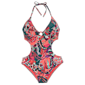 Miniatyrbillede 2 af 4: Kvinder Push Up Blomsterbadetøj Monokini Sexet Rygløs Halter