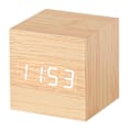 Miniatyrbillede 1 af 4: Cube Led Click Clock Vækkeur med lydaktivering Bamboo white
