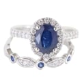 Miniatyrbild 1 av 5: Kvinnor Faux Safir Silver Pläterad Finger Ring Brud Bröllop Smycken Dekor Present US 9