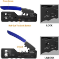 Miniatyrbilde 3 av 5: GJ671BL RJ45 krympeverktøy for CAT5/CAT5E/CAT6/CAT6A/CAT7 nettverkskontakt RJ45 nettverksplugg Crimp og telefonuttak