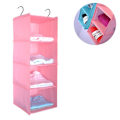 Pikkukuva 1 / 5: Riippuva hyllyvaatekaappi, 4 lokeroa Laadukas puuvillainen organizer ripustettava rautakehyksellä Organizer Set Pink