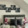 Miniatyrbild 2 av 5: 3D Effekt Väggkonst, Metalltråd Skulptur Figur Par Hängande målning, Abstrakt Canvas Väggkonst, Modern målning Väggdekoration för sovrum/hem/kontor