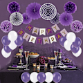 Miniatyrbillede 4 af 5: 6 stk papir vifte blomster sæt Purple