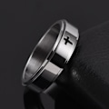Miniatyrbillede 4 af 5: Kvinder Ring Unisex Rustfrit Stål Roterende Stress-relieving Finger Ring Til Daglig Brug Silver US 6