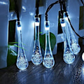Miniatyrbillede 4 af 5: Positiv Hvid Solar 6,5 m 30 Lys 8 Funktion Vanddråbe LED Lys Vandtæt Solar Lys String Boble Ball Udendørs Have