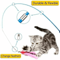 Miniatyrbilde 4 av 5: 12 STK Cat Feather Toy, Stick Toy Cat Fishing Rod med 2 STK Interaktiv uttrekkbar stang, 10 STK erstatningsfjær wit