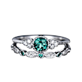 Miniatyrbild 1 av 4: 2st/ set Kvinnor Cubic Zirconia Inlagd Stapelbar Fingerring Bröllop Smycken Present Green US 9