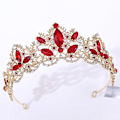 Miniatyrbillede 1 af 4: Kronesmykker Brude Bryllupstilbehør Simpel Legering Diamant Brudekjole Smykker All-match KC Gold Red Diamond