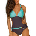 Miniatyrbild 1 av 2: Dam Push Up Vadderad Halter Baddräkt Midja Badkläder Monokini Green XL