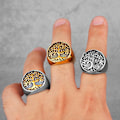 Miniatyrbilde 4 av 5: Tree Of Life Amulett Rustfritt stål Herreringer Enkel Elegant Charm For Mannlig Kjæreste Biker Smykker Kreativitet Gold Silver