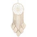 Miniatyrbillede 1 af 5: Dreamcatchers Håndvævede drømmefangere til vægdekoration med blade Stort drømmefang til babyværelse soveværelse bryllupBeige, model:Beige