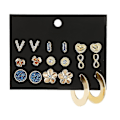 Miniatyrbillede 1 af 2: øreringe Sæt Blomst Geometrisk Farvet Rhinestone Embedded Legering Til Bryllup