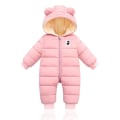 Miniatyrbillede 1 af 5: Baby pige med hætte i bomuldsdun 66cm pink