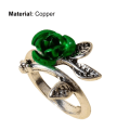 Miniatyrbillede 4 af 5: To-tonet tynd kobber forlovelsesring kvinder rosenblomst blade ring smykker Accessaries Red