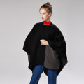Miniatyrbillede 2 af 5: Solid Cashmere Wide Slid Cape, Warm Mono Cape, Plain Cape black and gray