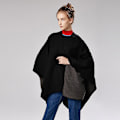 Miniatyrbillede 2 af 5: Solid Cashmere Wide Slid Cape, Warm Mono Cape, Plain Cape Red wine