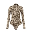 Miniatyrbillede 2 af 4: Kvinders scoop-neck kortærmede lange bodysuit jumpsuits M