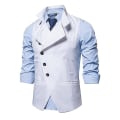 Miniatyrbilde 1 av 5: Menn Lapel Suit Vest Uformell Stilig ensfarget vest L White