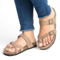 Miniatyrbilde 2 av 3: Dame Gladiator Sandaler Flip Flops Flat Beach Shoes Khaki 36