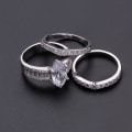 Miniatyrbilde 3 av 5: 3 stk parringer geometriske rhinestone smykker glitrende galvaniserte ringer til bryllup Silver US 6