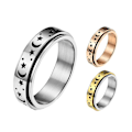 Miniatyrbilde 3 av 4: Giftering Stjerne Måne Roterbar Unisex Rund Match Finger Ring For Dating Silver US 6