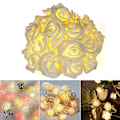 Miniatyrbillede 2 af 5: 3/6M julesimulering Rose Shape Led Lys Dekoration White Rose 6 Meters 40 Lights 3AA